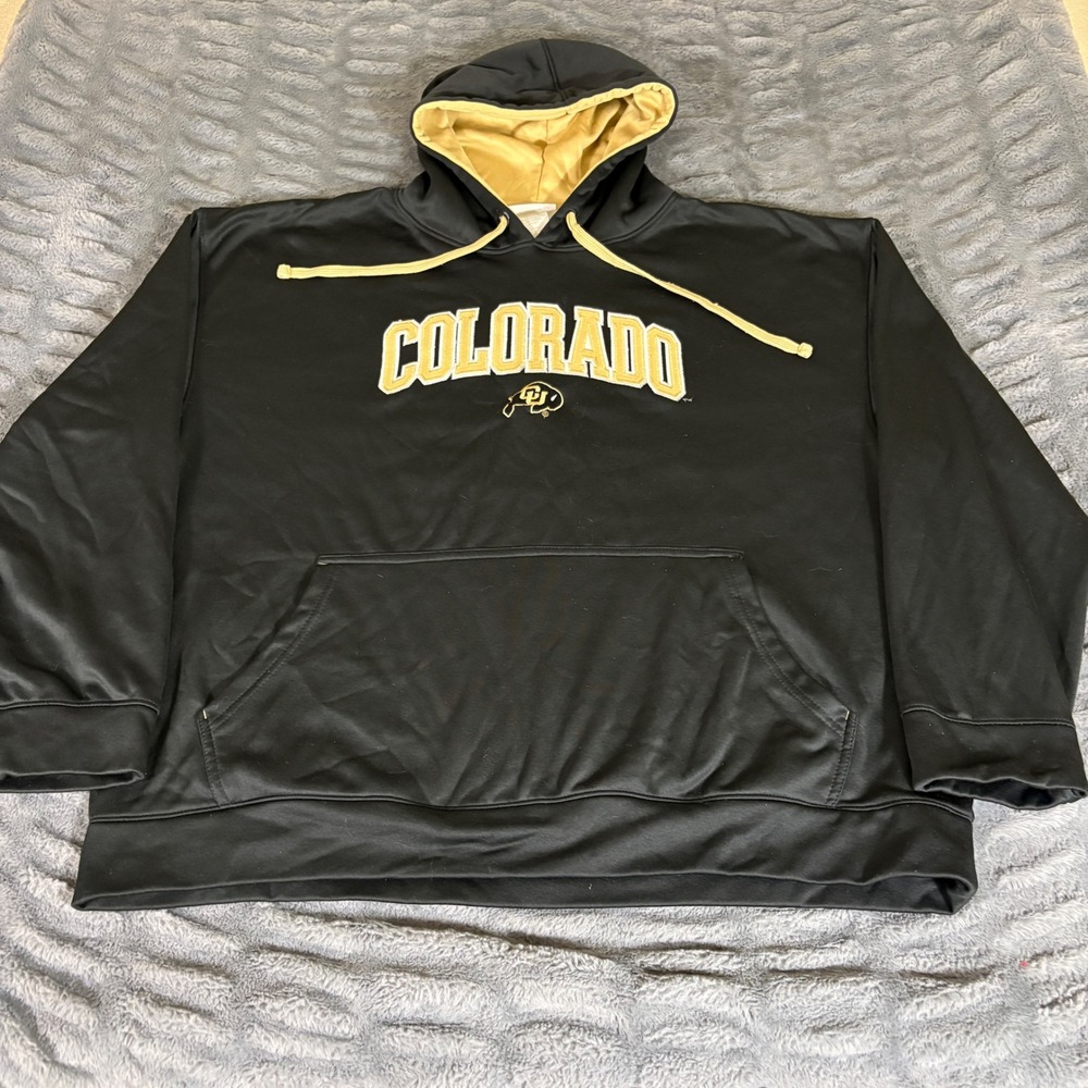Majestic Section 101 Colorado Buffaloes Hoodie Mens 2XL Black Gold NCAA AR693